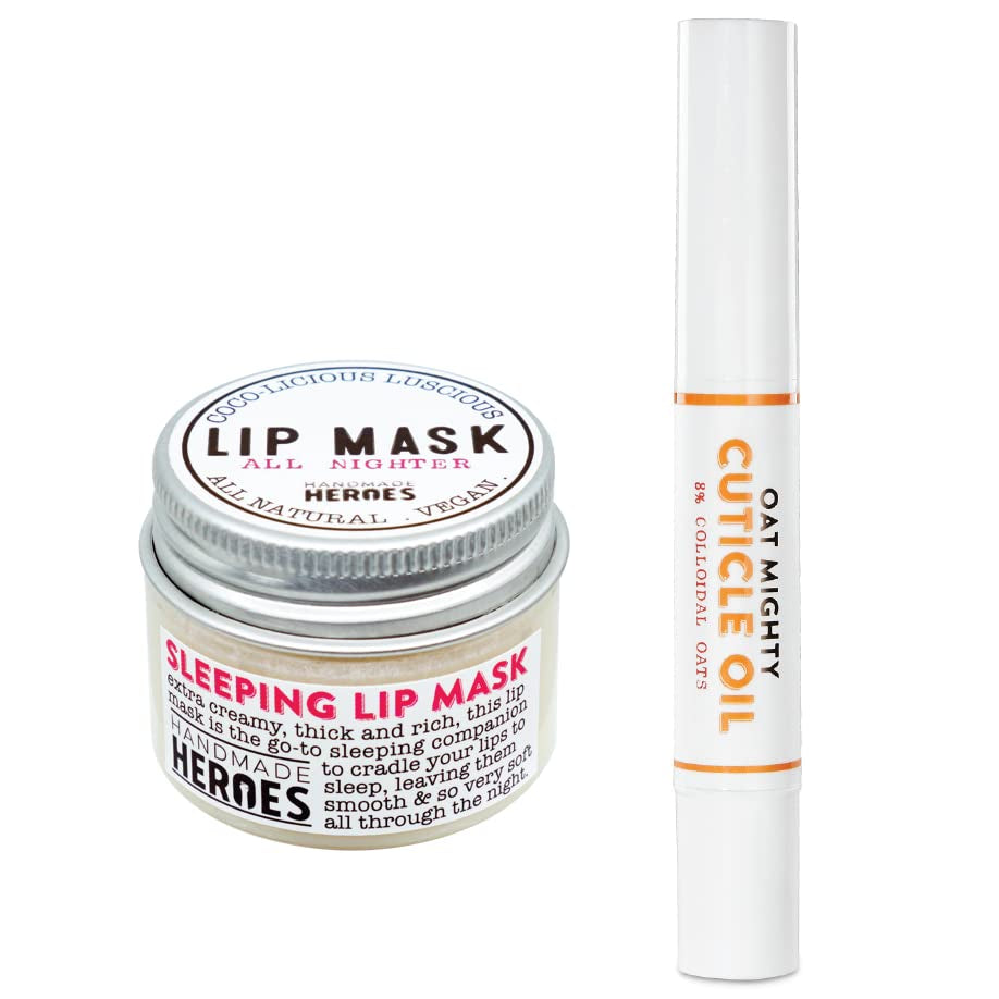 Save 15% -  Lip Mask and Cuticle Oil Bundle - Clean Sustainable Skincare Lip Treatment and Nail Care