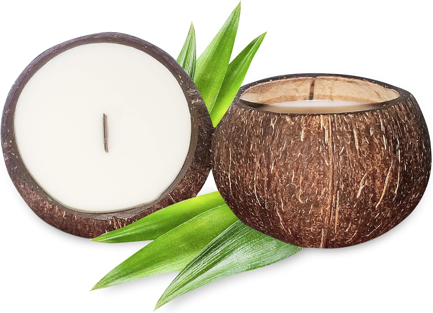 Jasmine Scented Coconut Bowl Candle – 14Oz Premium Soy – Wood Wicked Scented Candle – Natural Coconut Shell – Eco Friendly – Ideal for Home and Beach Décor – Aromatherapy Candle