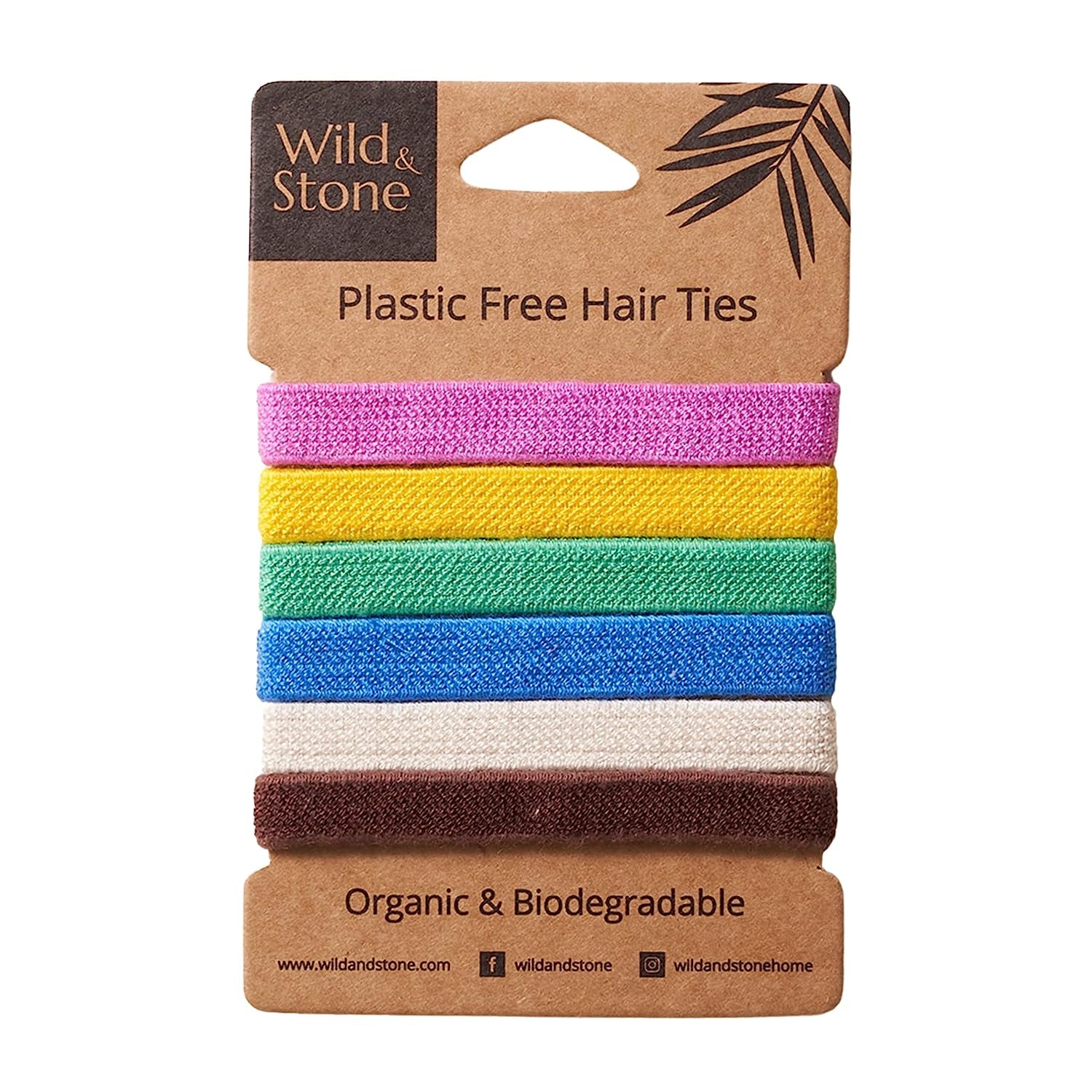 | Pack of 6 Hair Bands | 100% Biodegradable and Plastic-Free Elastic Hair Ties | 100% Organic Cotton and Natural Plant-Based Rubber | No Crease Ponytail Holder (Multicolor)