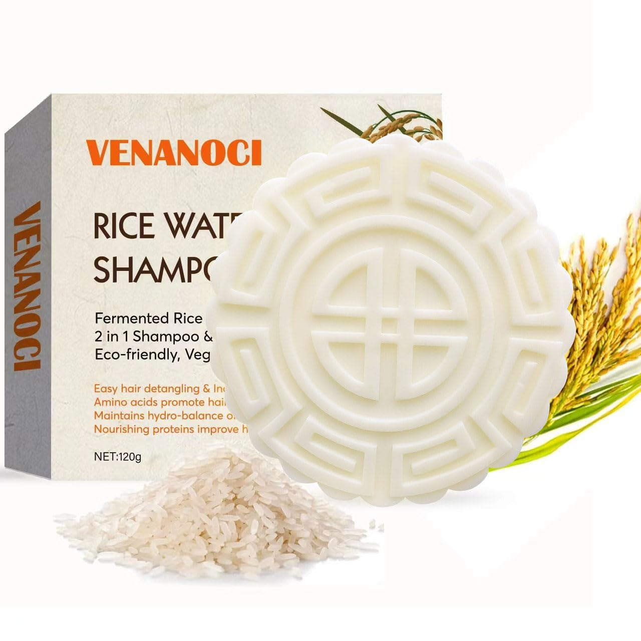 Rice Water for Hair Growth Shampoo Bar, 2 in 1 Fermented Rice Water Shampoo and Conditioner Bar for Hair Growth, Vegan Origin Growth anti Hair Loss Rice Water Shampoo Bar, Solid Rice Bar Soap for Hair Growth All-Natural