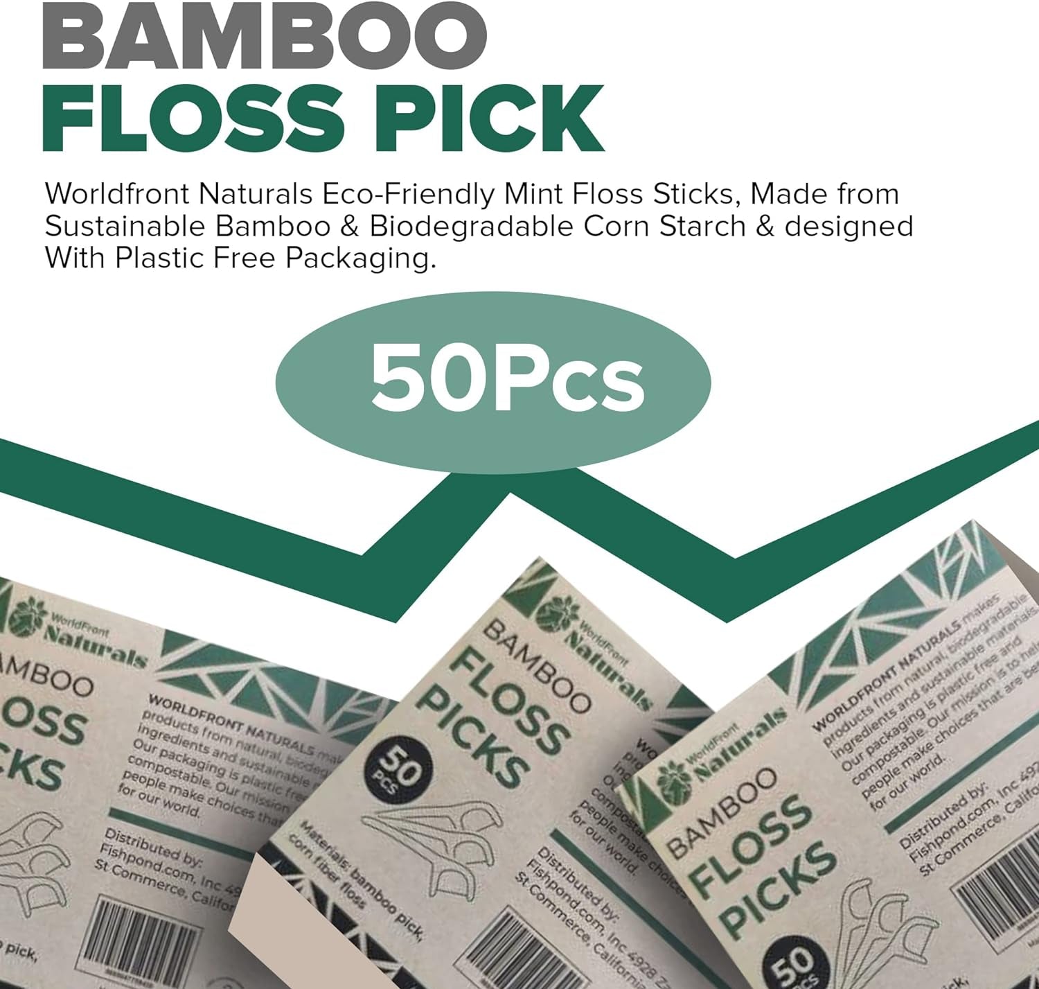 Naturals Eco-Friendly Biodegradable Floss Sticks- Sustainable Bamboo Dental Flosser with Toothpick & Corn Starch Picks for Gentle Oral Care and Fresh Breath - Plastic-Free and Zero Waste